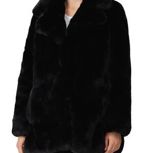 7 For All Mankind Black Faux Fur Chubby Coat - Size L - LIKE NEW